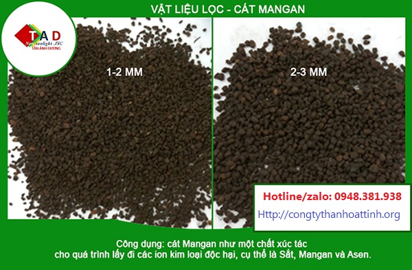 cát mangan vật liệu lọc nước giếng khoan khử sắt